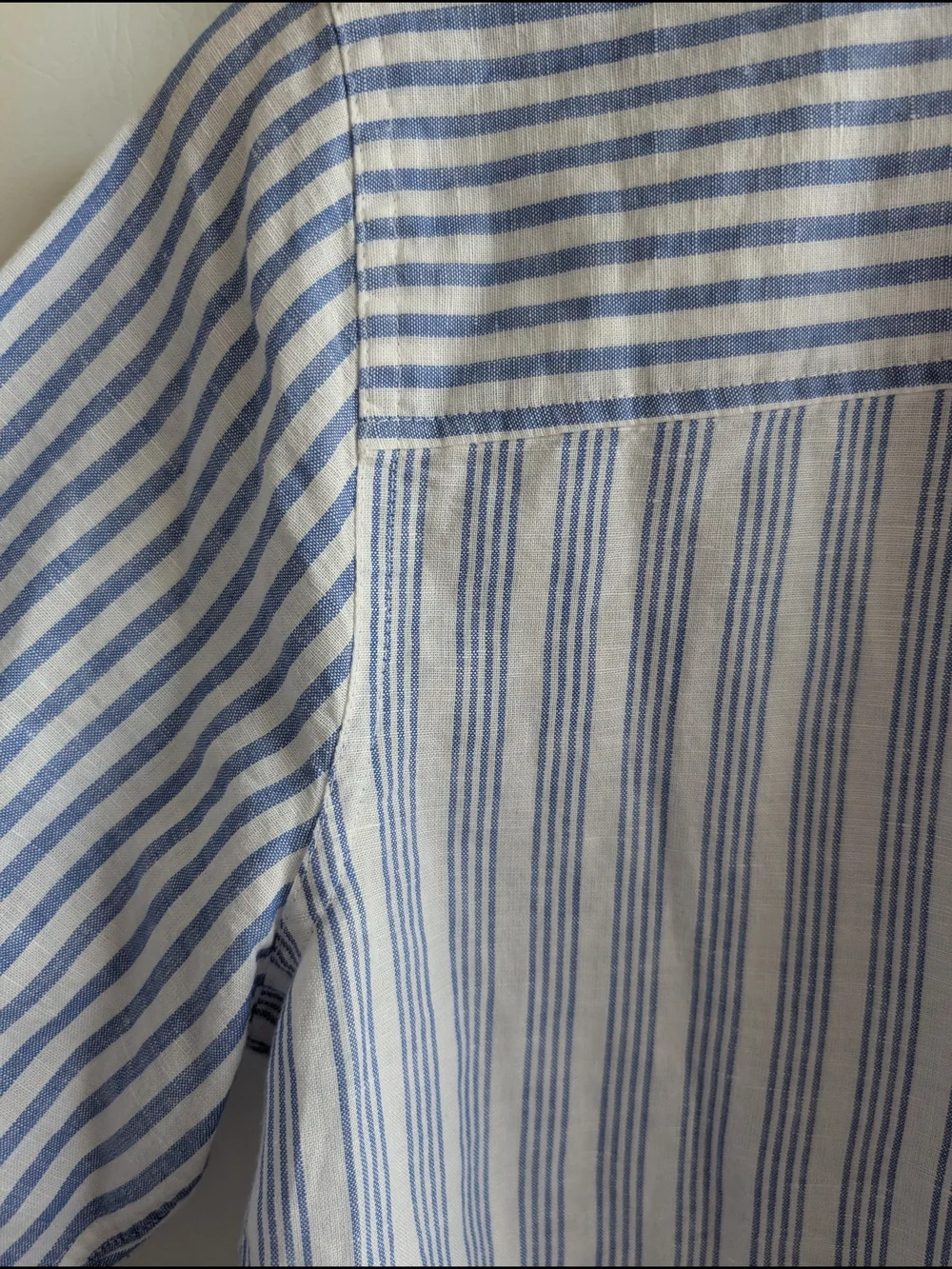 J. Crew Linen Blend Light Blue and White Striped Button-Down Shirt - 10